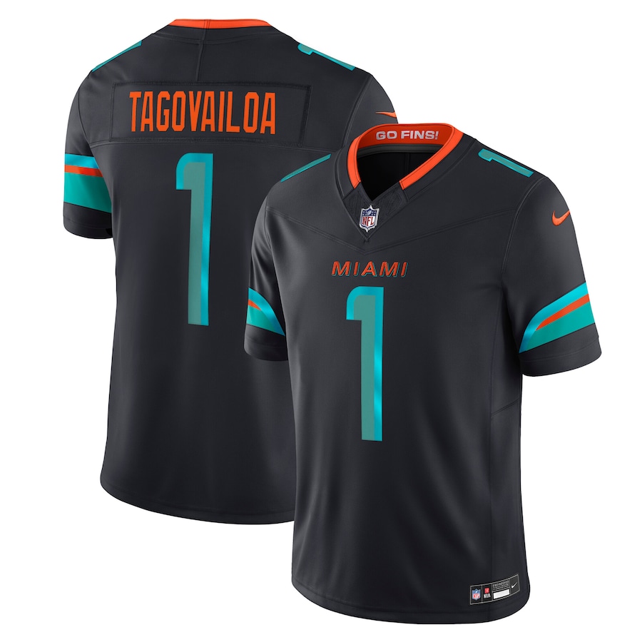 Men Miami Dolphins 1 Tua Tagovailoa Nike 2025 Blue Limited Nike NFL Jersey